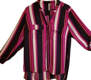 Women's sheer multi striped plus size dress blous